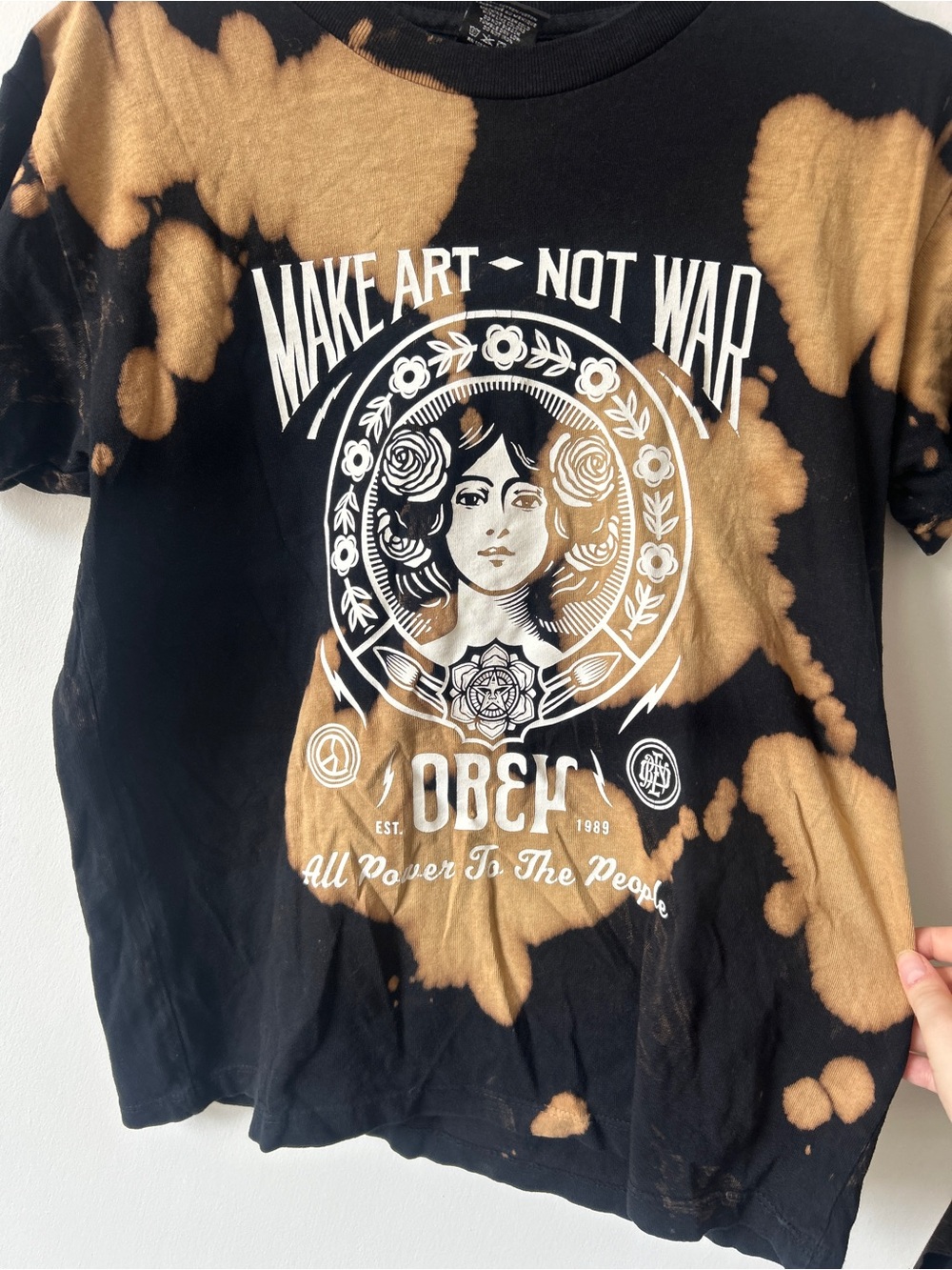 Obey Black & Tan Tie-Dye 'Make Art Not War' Graphic Tee